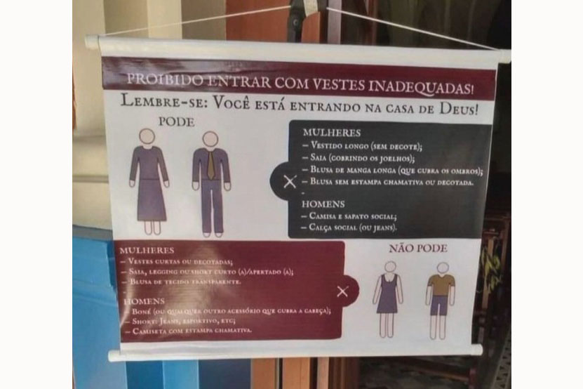 Padre proíbe fiéis de frequentar igreja com roupas curtas ou decotadas