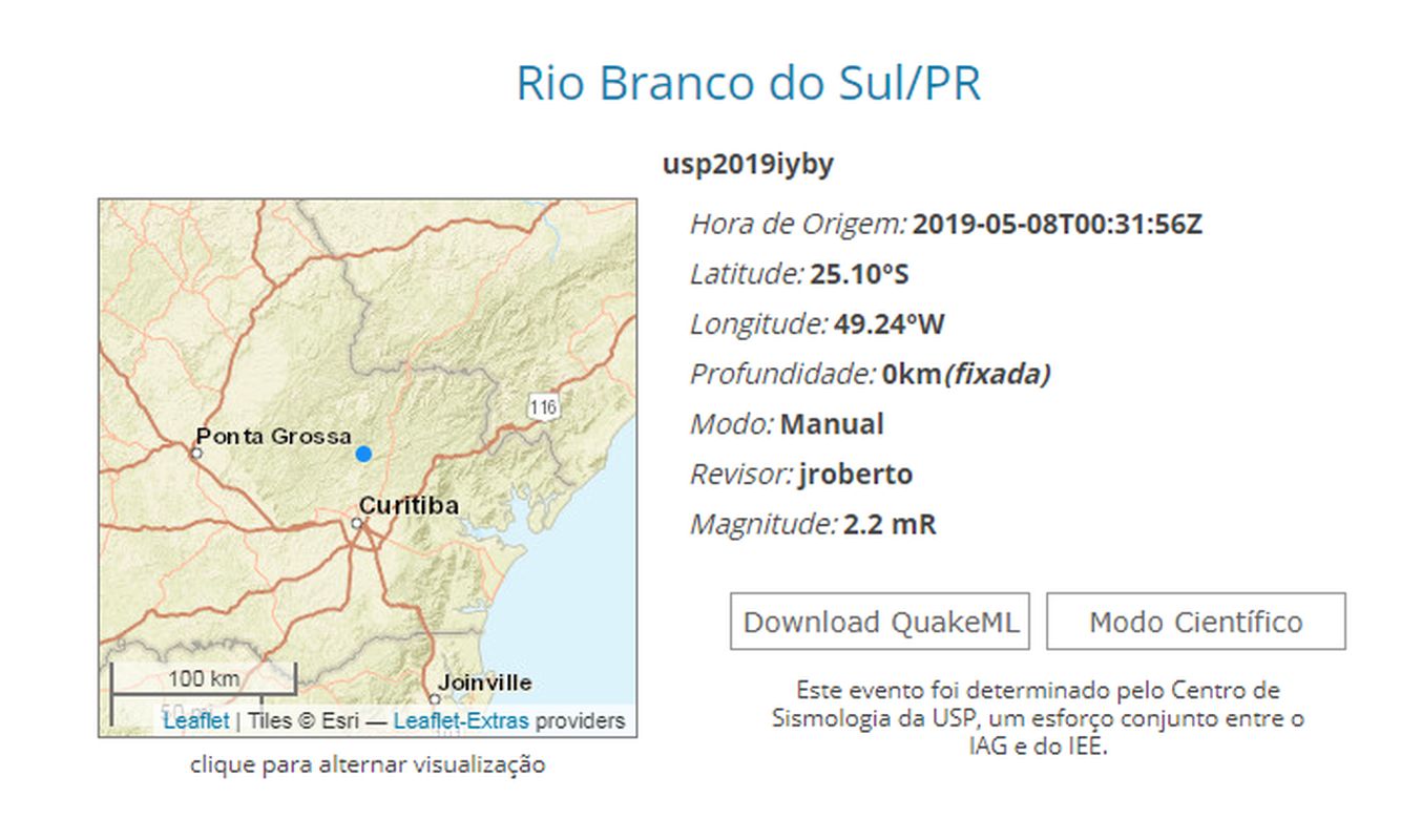 Terremoto atinge cidade na Grande Curitiba pela terceira vez