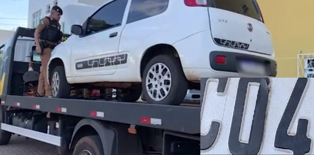 Com fita isolante na placa, carro é apreendido em Cascavel