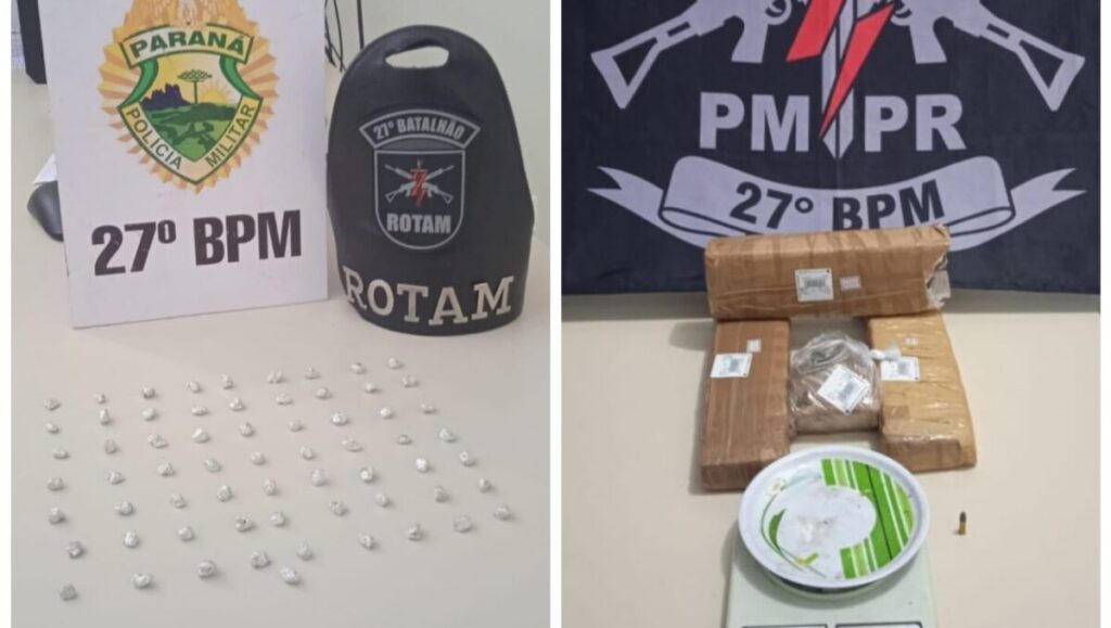 PM apreende quase 3 kg de maconha e 64 pedras de crack em São Mateus do Sul