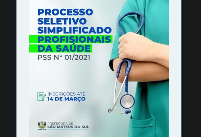 Prefeitura de São Mateus do Sul abre processo seletivo para contratação de profissionais da saúde
