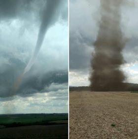 Tornado é registrado na área rural de Castro