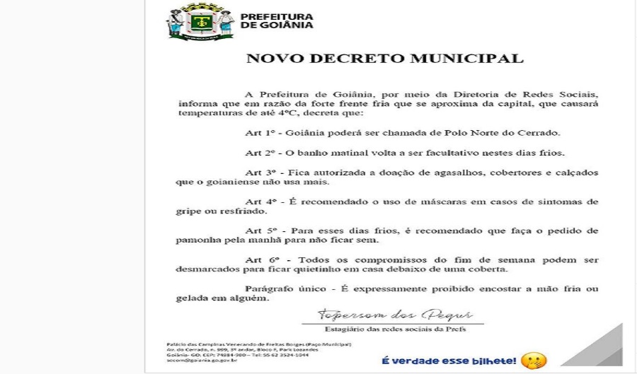 “Polo Norte do Cerrado”: frio faz Goiânia “decretar” banho facultativo