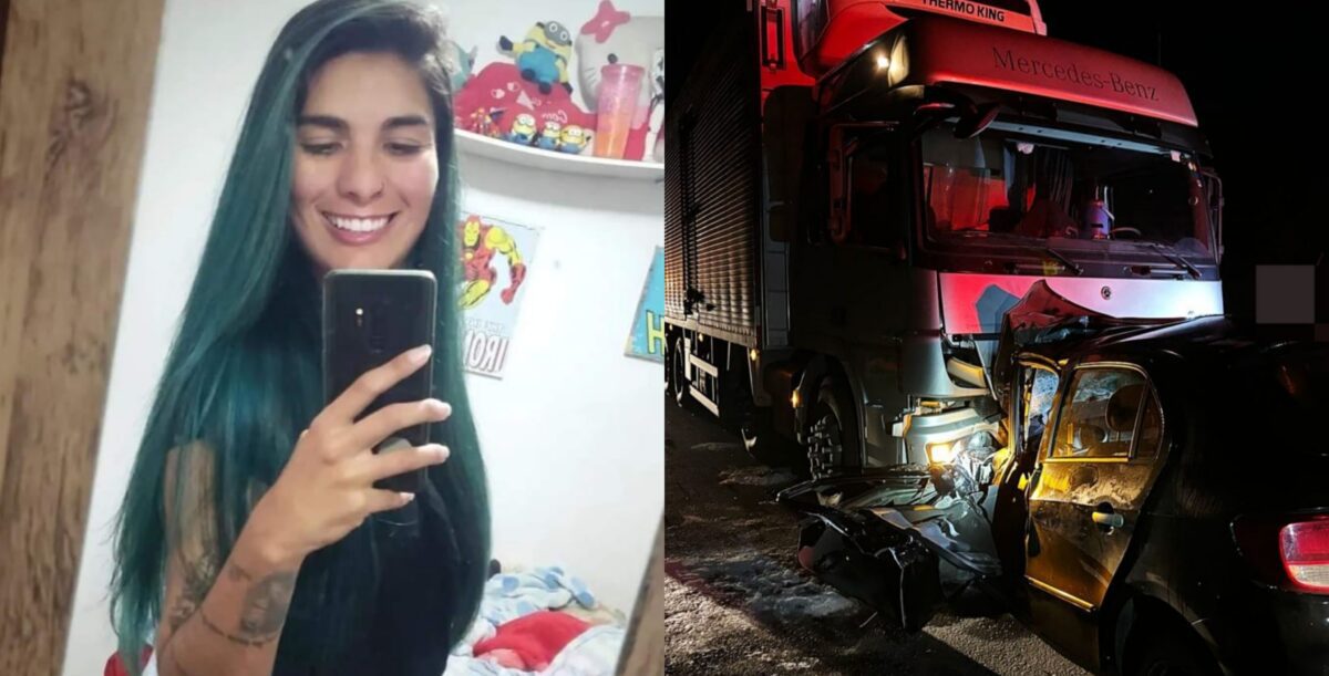 Mulher morre após carro bater de frente contra caminhão na BR 277, em Irati