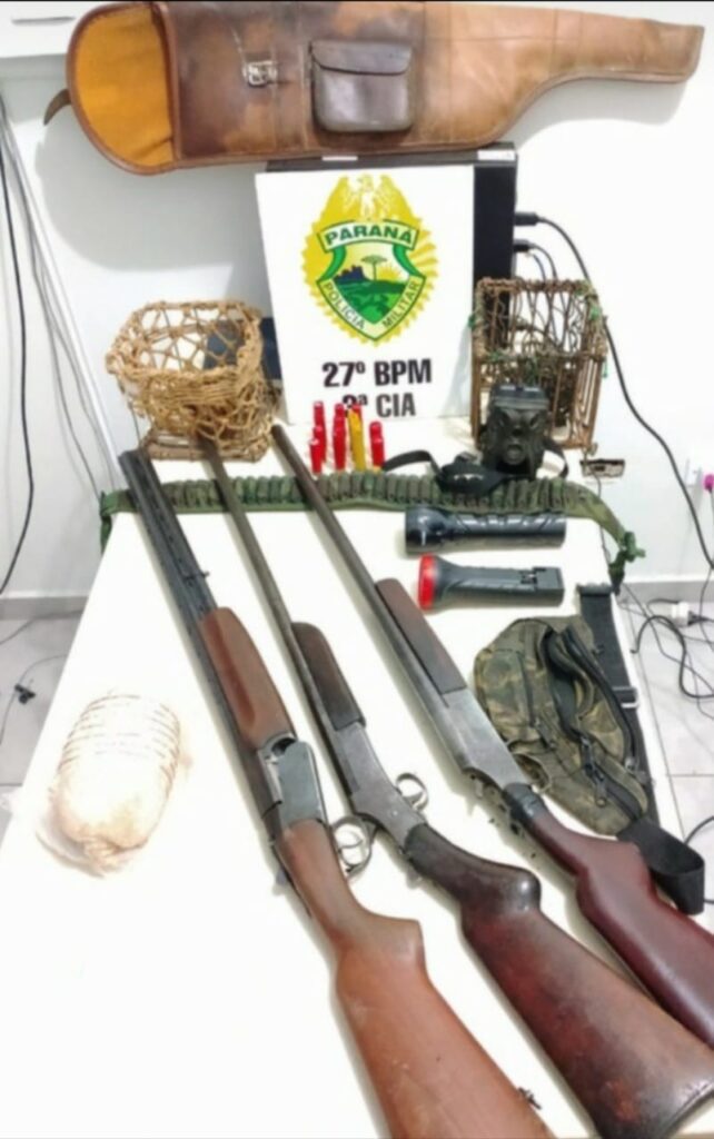 Três homens são presos por porte ilegal de arma e caça predatória em São Mateus do Sul