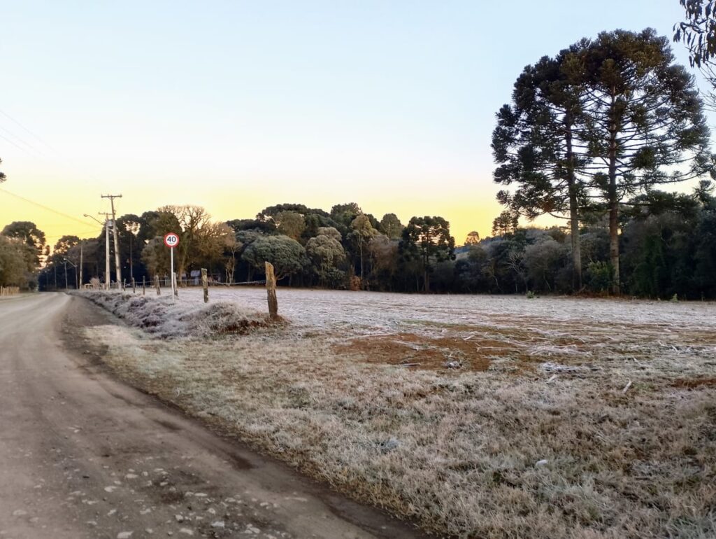 São Mateus do Sul registra -1,8°C com sensação térmica de -3,8°C nesta terça-feira