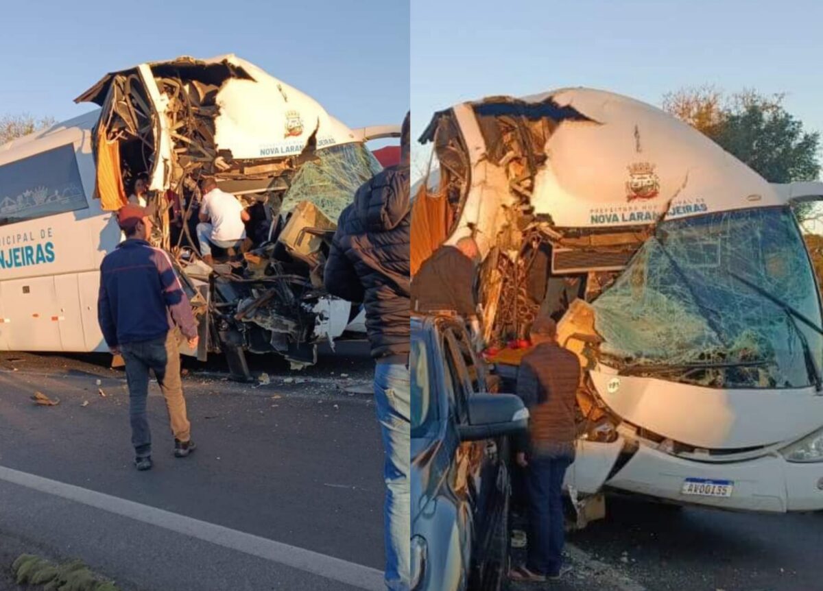 Ônibus com 41 passageiros bate em traseira de caminhão e acidente deixa vários feridos na BR-277