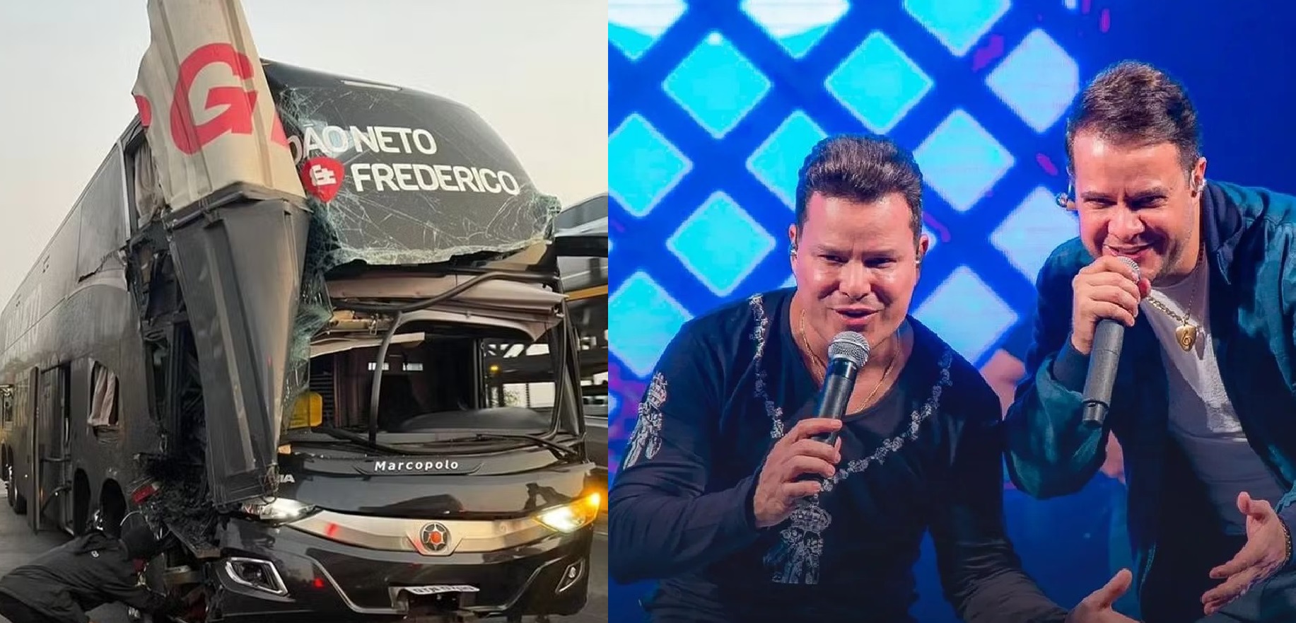 VÍDEO: Ônibus da dupla sertaneja João Neto & Frederico se envolve em acidente na BR-040