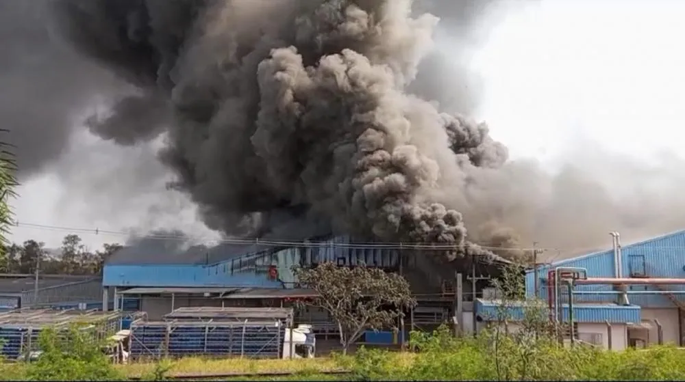 Incêndio de grandes proporções atinge fábrica de frangos no Paraná