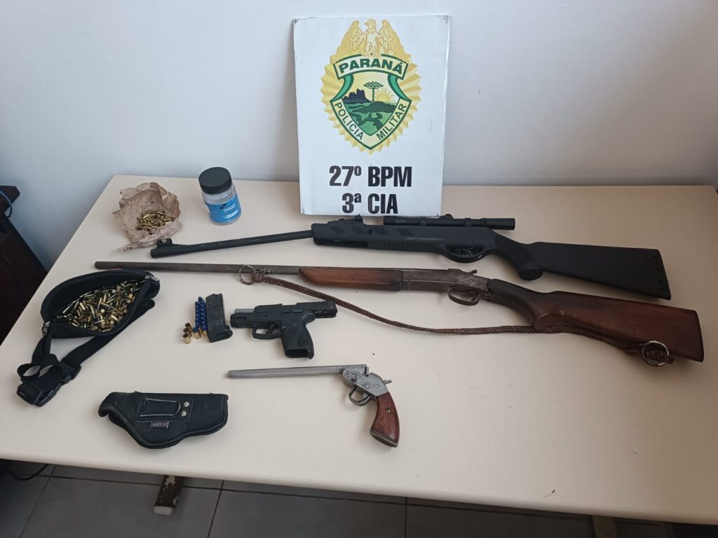 Três homens são presos por posse irregular de armas no interior de São Mateus do Sul