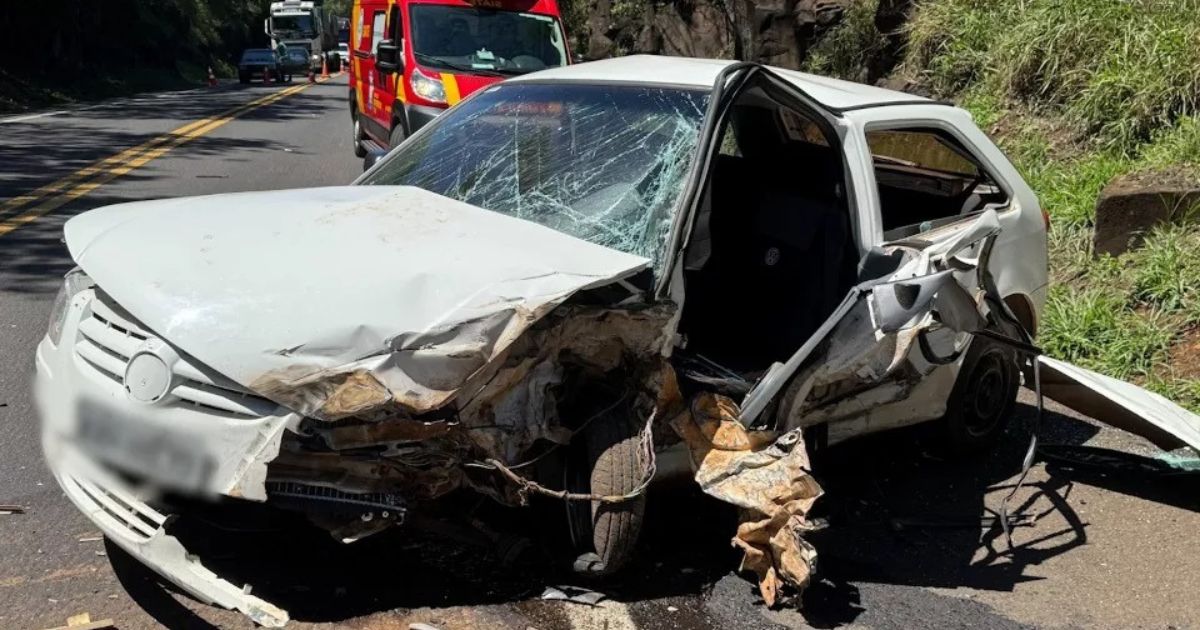 Homem fica ferido em acidente com caminhão carregado com leite na BR-277