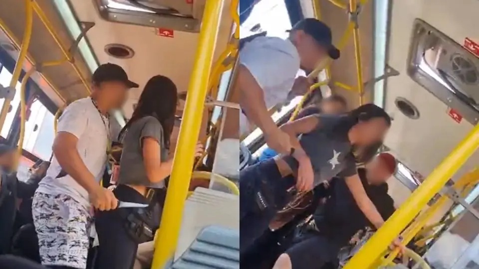 Vídeo: jovem fica ferido na cabeça após briga com faca dentro de ônibus em cidade do Paraná