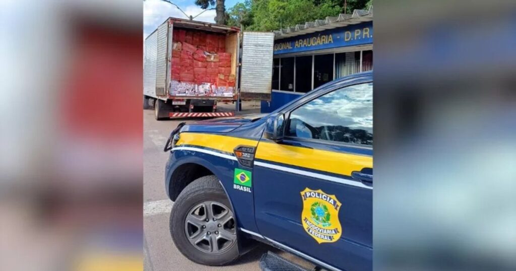 Motorista é preso com caminhão carregado com cigarros em Contenda