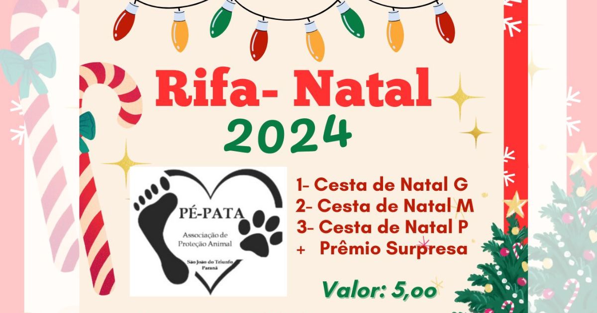 ONG Pé-Pata de Proteção Animal realiza rifa de Natal para arrecadar fundos para tratamento de animais