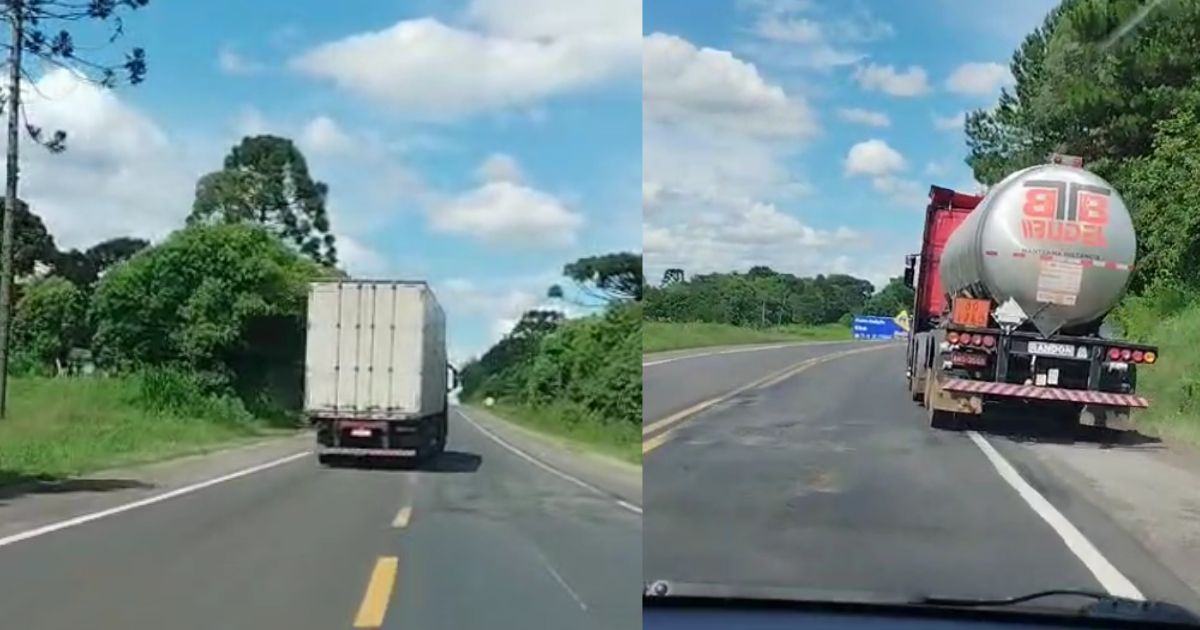 Rodovia BR-476 em péssimas condições: motoristas arriscam a vida para desviar de buracos