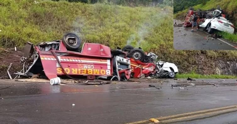 Grave acidente é registrado envolvendo um caminhão do Corpo de Bombeiros de Caxias do Sul e carro