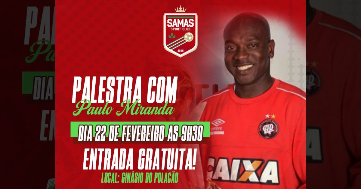 Atenção: palestra gratuita com o ex-jogador Paulo Miranda neste sábado (22) no Ginásio do Polacão