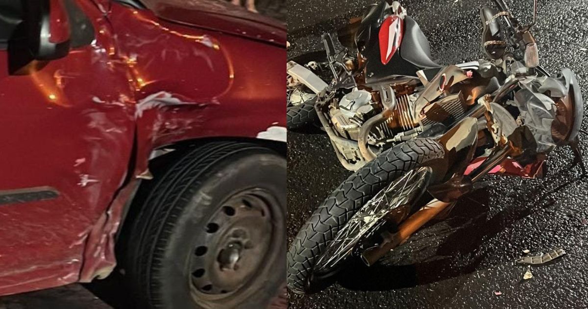 Motociclista fica ferida em acidente entre moto e carro em Irati