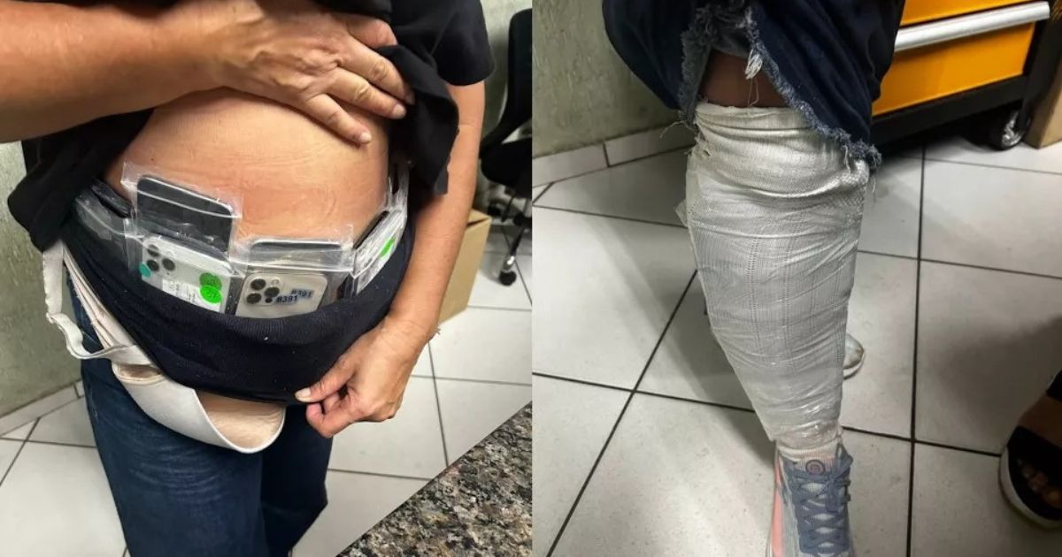 Receita apreende eletrônicos presos ao corpo de passageiros no Paraná