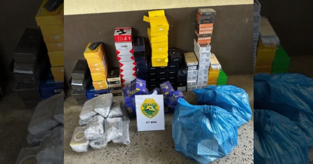 Ação conjunta da PM e Receita Federal apreende mercadorias ilegais e veículo em São Mateus do Sul