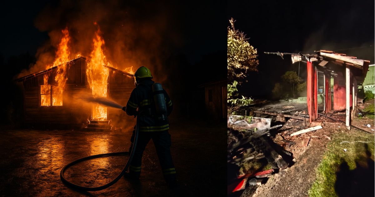 Casa fica completamente destruída por conta de incêndio em Irati