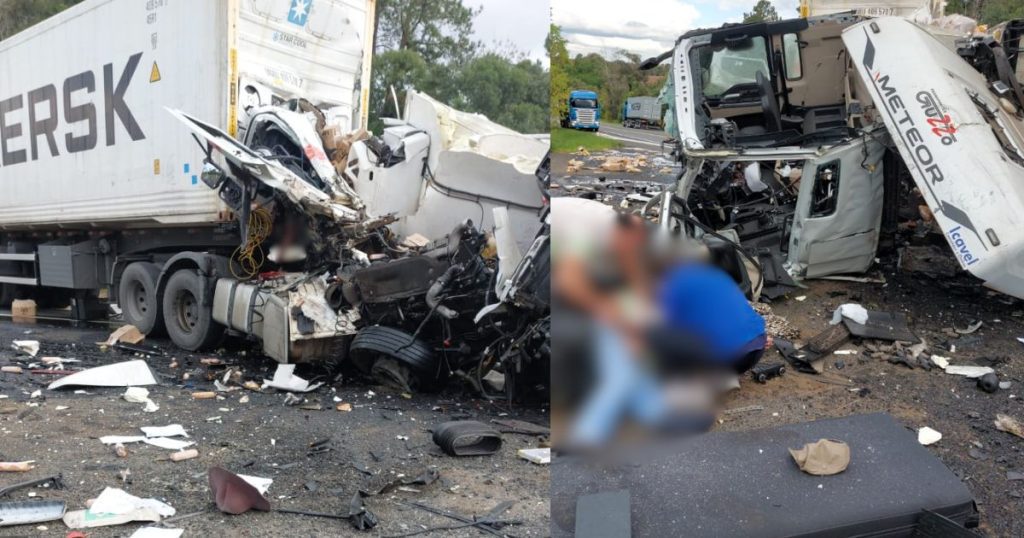 Motorista morre em acidente entre dois caminhões na BR-277 em Palmeira