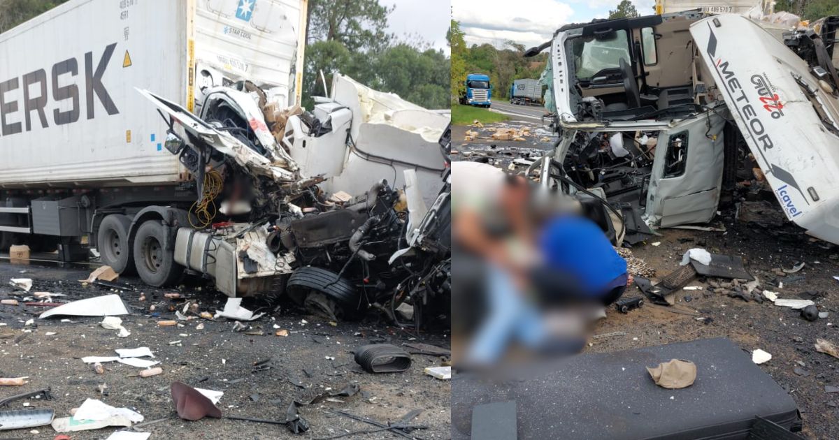 Motorista morre em acidente entre dois caminhões na BR-277 em Palmeira