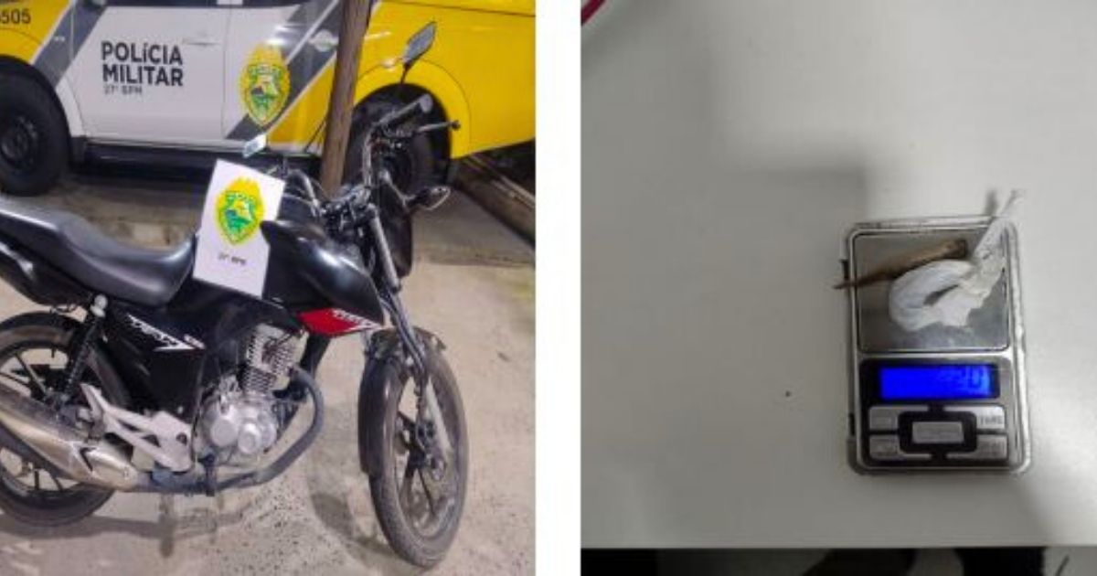Polícia Militar recupera motocicleta furtada e apreende drogas com condutor em São Mateus do Sul