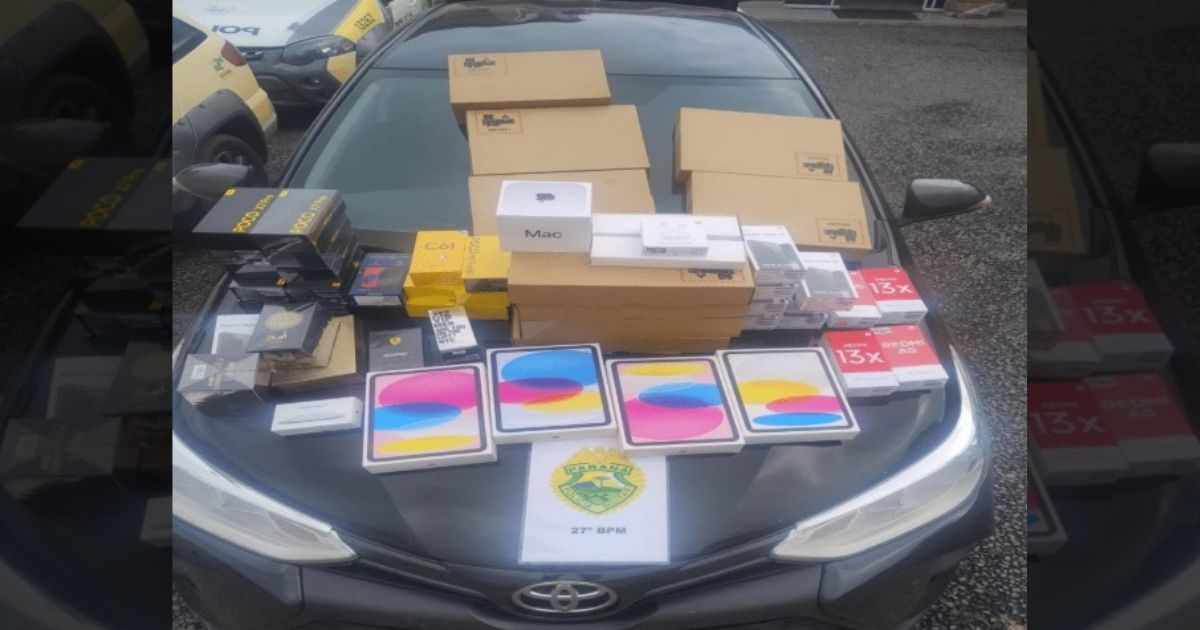 Ação conjunta da Polícia Militar e Receita Federal apreende eletrônicos contrabandeados em São Mateus do Sul