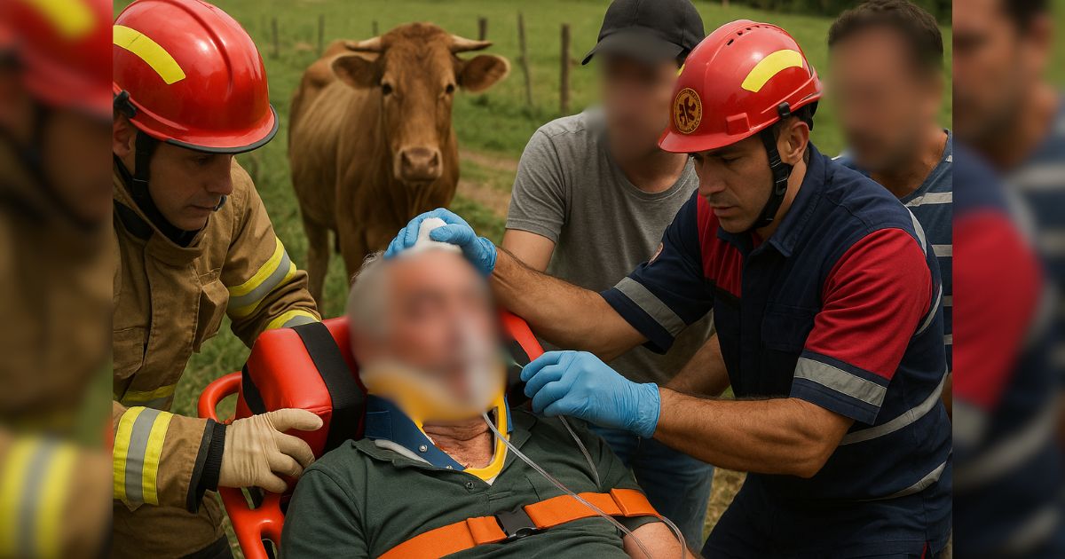 Homem fica em estado grave após ser pisoteado por boi em Irineópolis