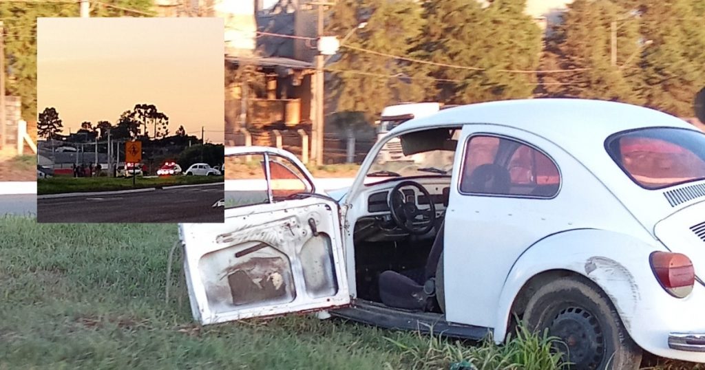 Um Fusca acabou se envolvendo em um acidente de trânsito na PR-151
