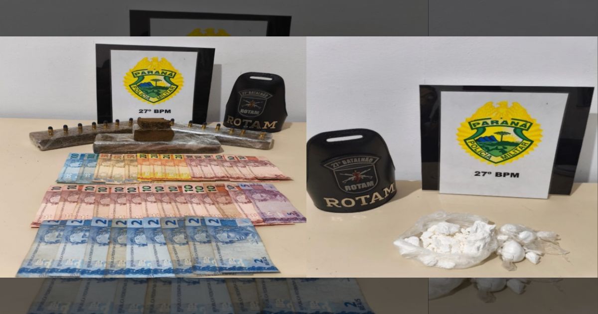 ROTAM apreende drogas, munições e prende dois suspeitos em São Mateus do Sul