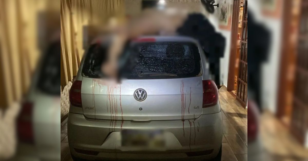 Imagens fortes! Motorista só percebe o corpo em cima do veículo ao chegar em casa; veja vídeo