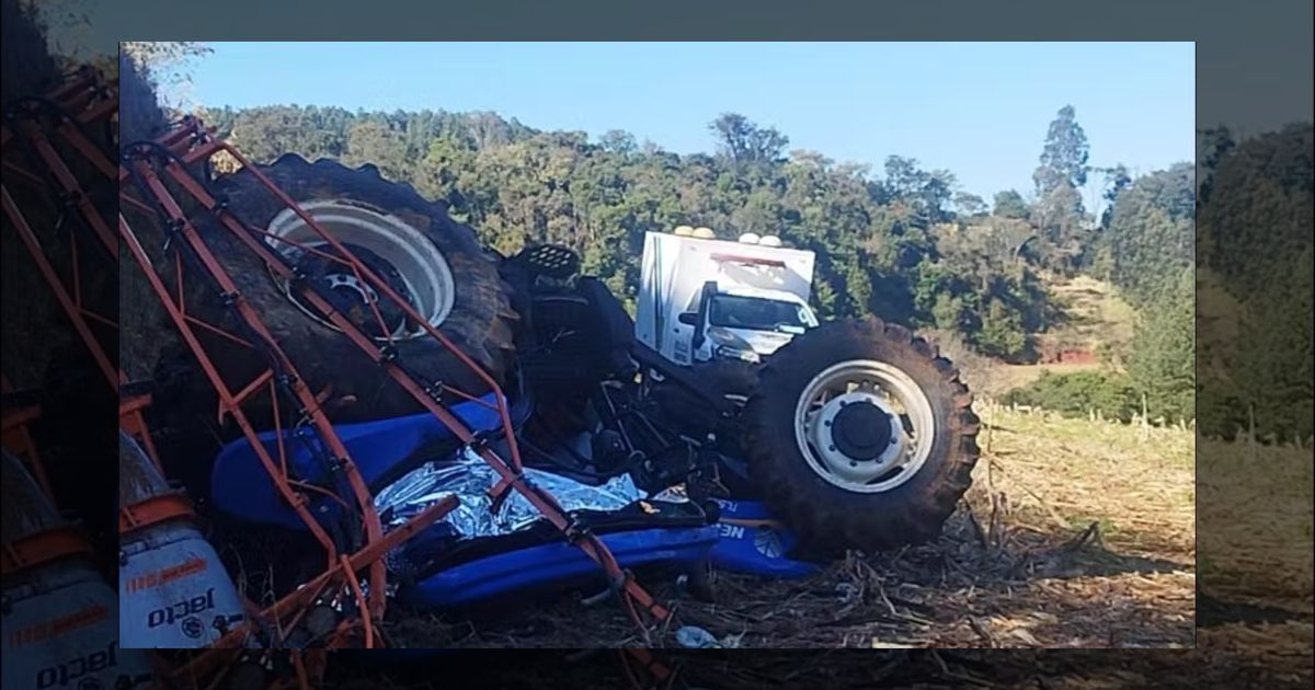 Idoso é encontrado morto embaixo de trator após veículo despencar de barranco no interior do Paraná