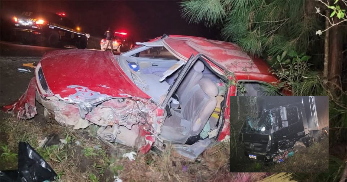 Colisão frontal deixa uma pessoa morta na BR-153, em Mallet