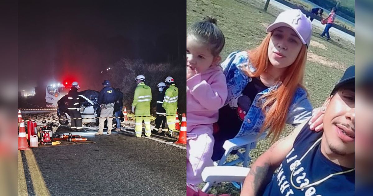 Atualização! Pai, mãe e bebê morrem em acidente na BR-476 em Contenda; família voltava de churrasco