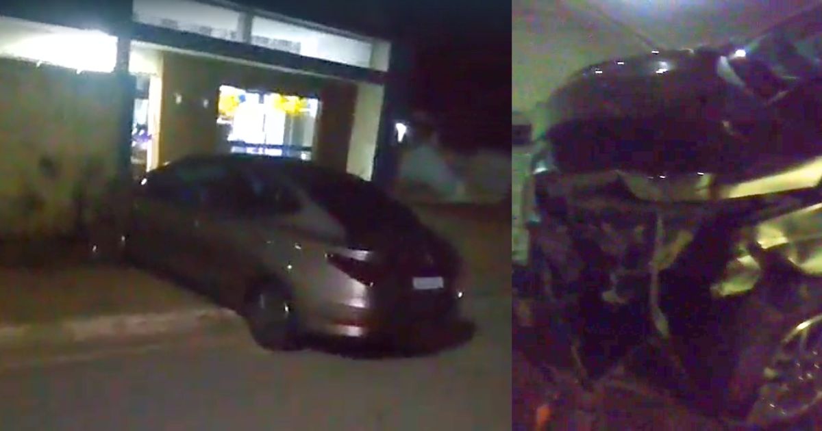 Vídeo mostra carro abandonado após colisão em São João do Triunfo