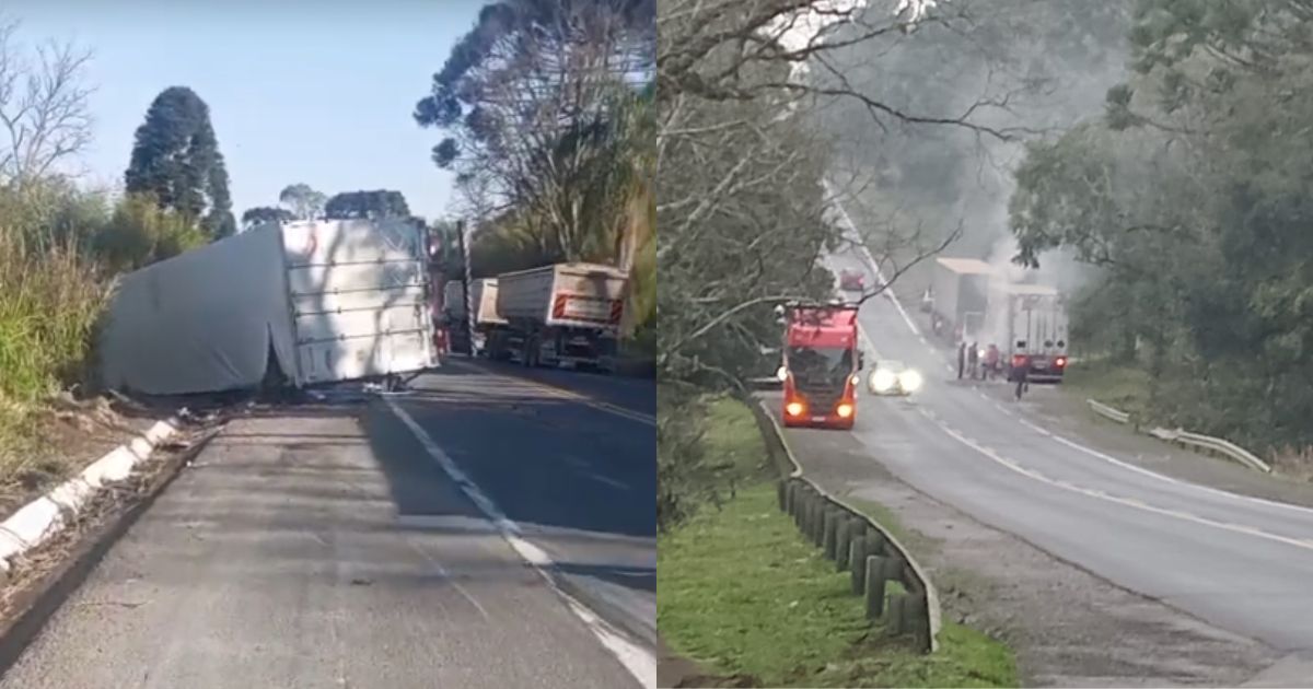 Duas ocorrências envolvendo caminhões são registradas na manhã desta sexta (22) na BR-476