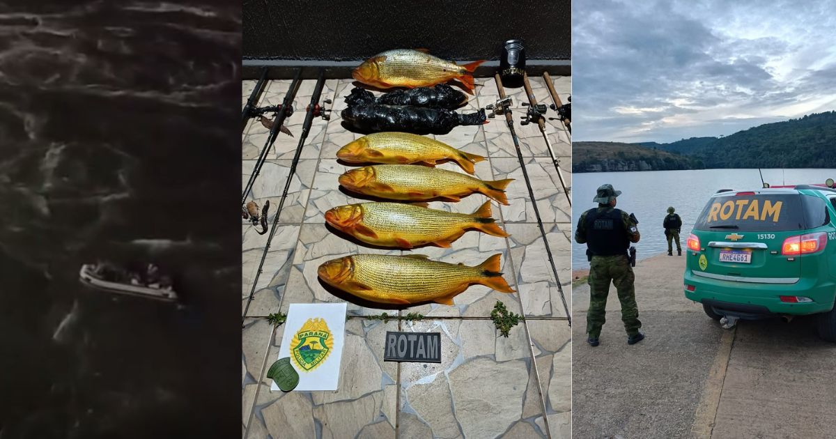Polícia Ambiental apreende embarcações e prende seis pescadores por pesca ilegal em área de usina de Pinhão