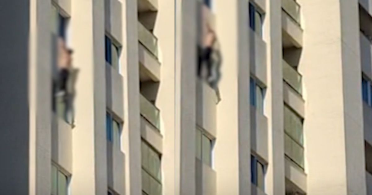 Vídeo registra homem cair de prédio após briga com namorada no Centro de Curitiba