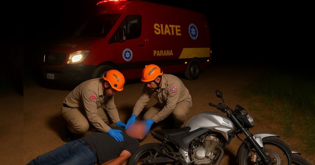 Homem de 50 anos fica gravemente ferido após acidente com moto no interior de São Mateus do Sul