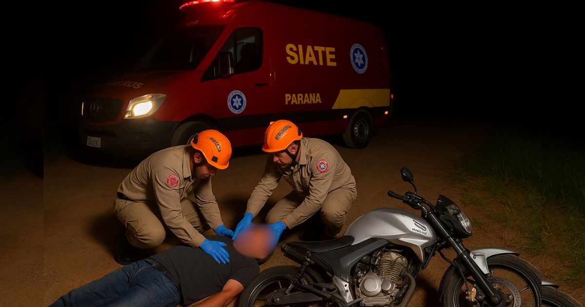 Homem de 50 anos fica gravemente ferido após acidente com moto no interior de São Mateus do Sul