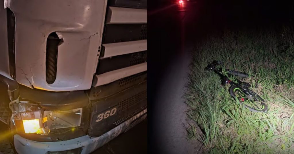 Ciclista fica gravemente ferido após colisão com caminhão em Três Barras