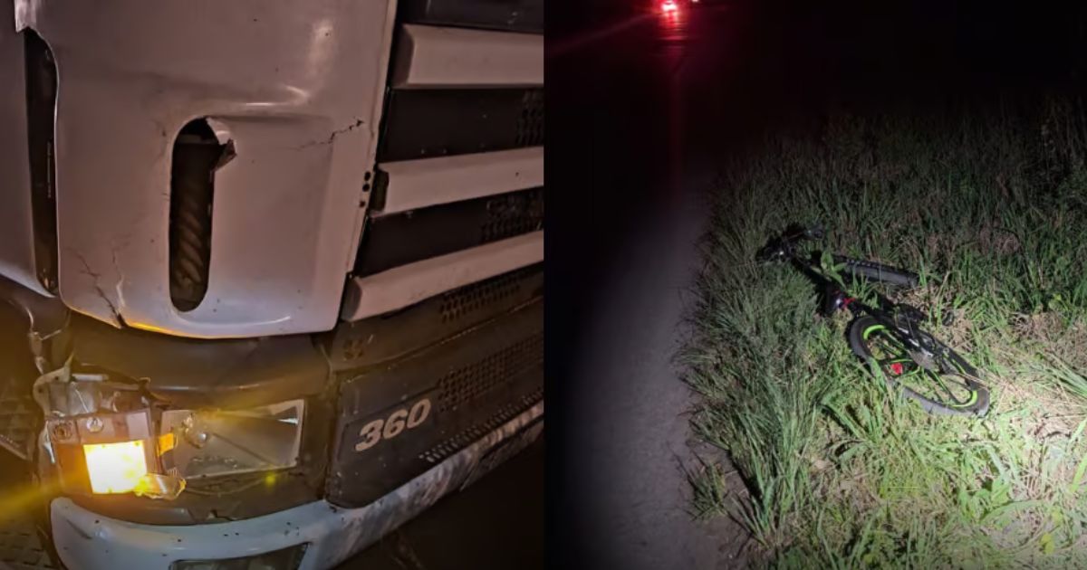 Ciclista fica gravemente ferido após colisão com caminhão em Três Barras