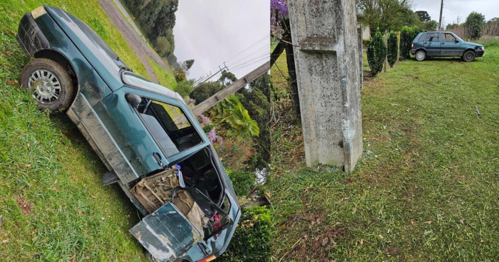 Atualização: carro colide com anteparo na BR-476 em São Mateus do Sul e condutora fica em estado grave