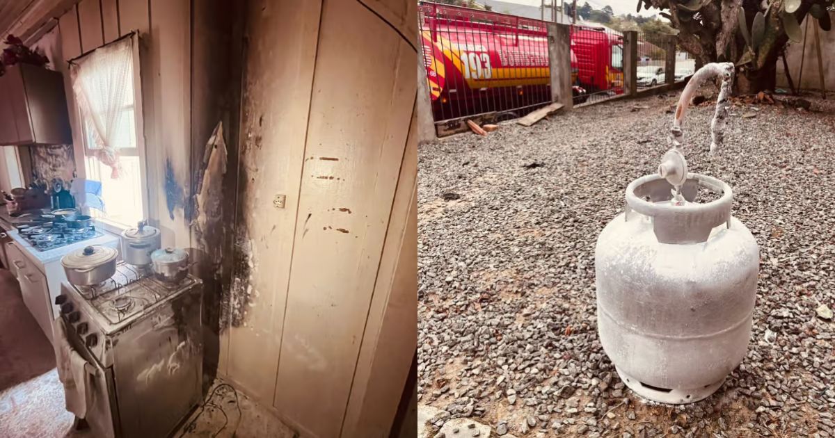 Gás de cozinha causa princípio de incêndio em residência