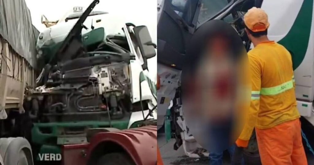 Caminhoneiro fica prensado e sobrevive ‘por milagre’ em grave acidente