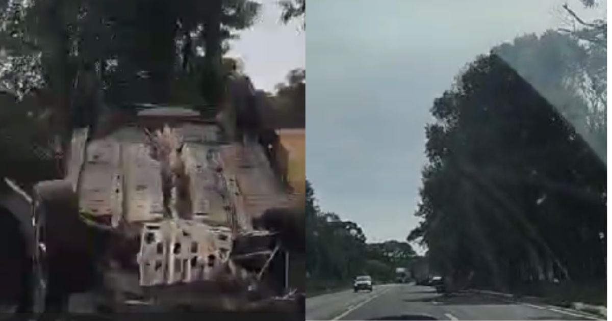 VÍDEO: Carro capota na BR-476 em São Mateus do Sul e mobiliza equipes de resgate