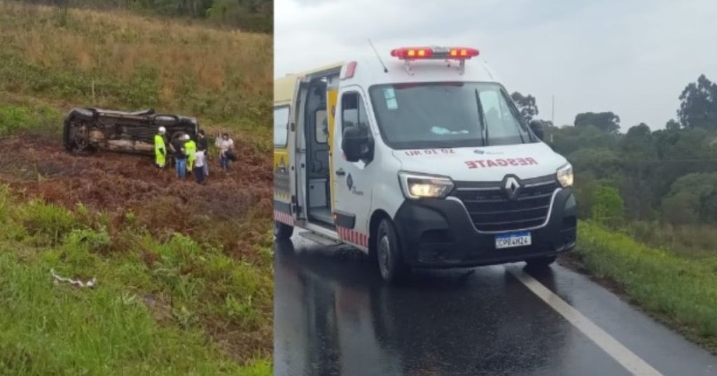 Capotamento é registrado na BR-277 em Palmeira