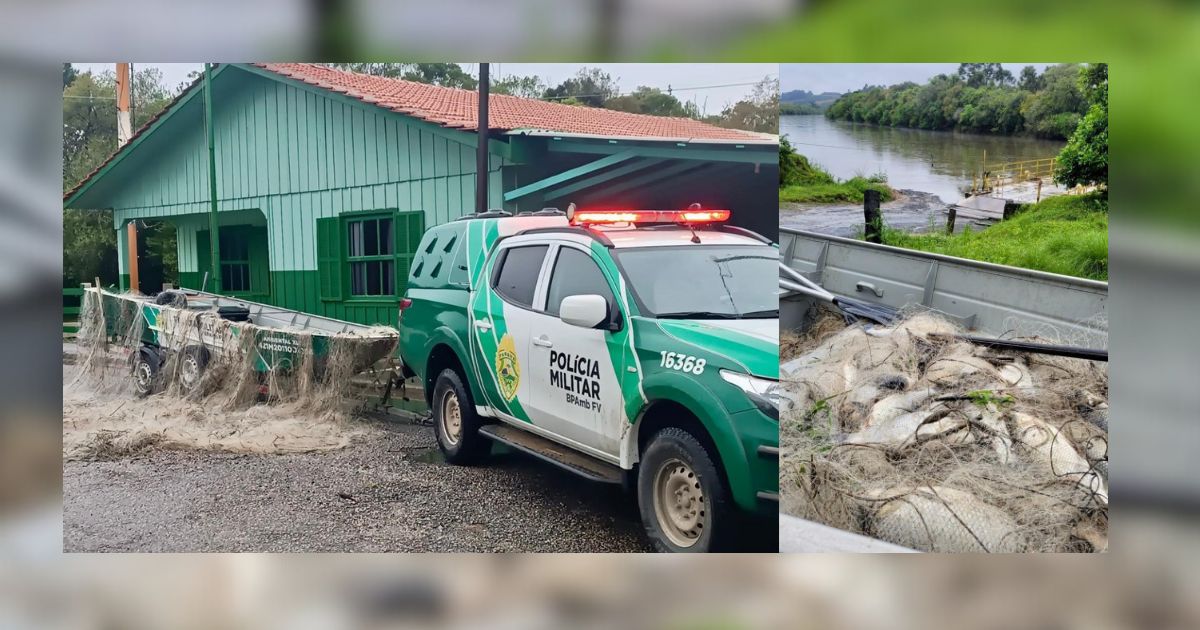 Patrulhamento no Rio Iguaçu resulta em apreensão de redes e devolução de peixes à natureza